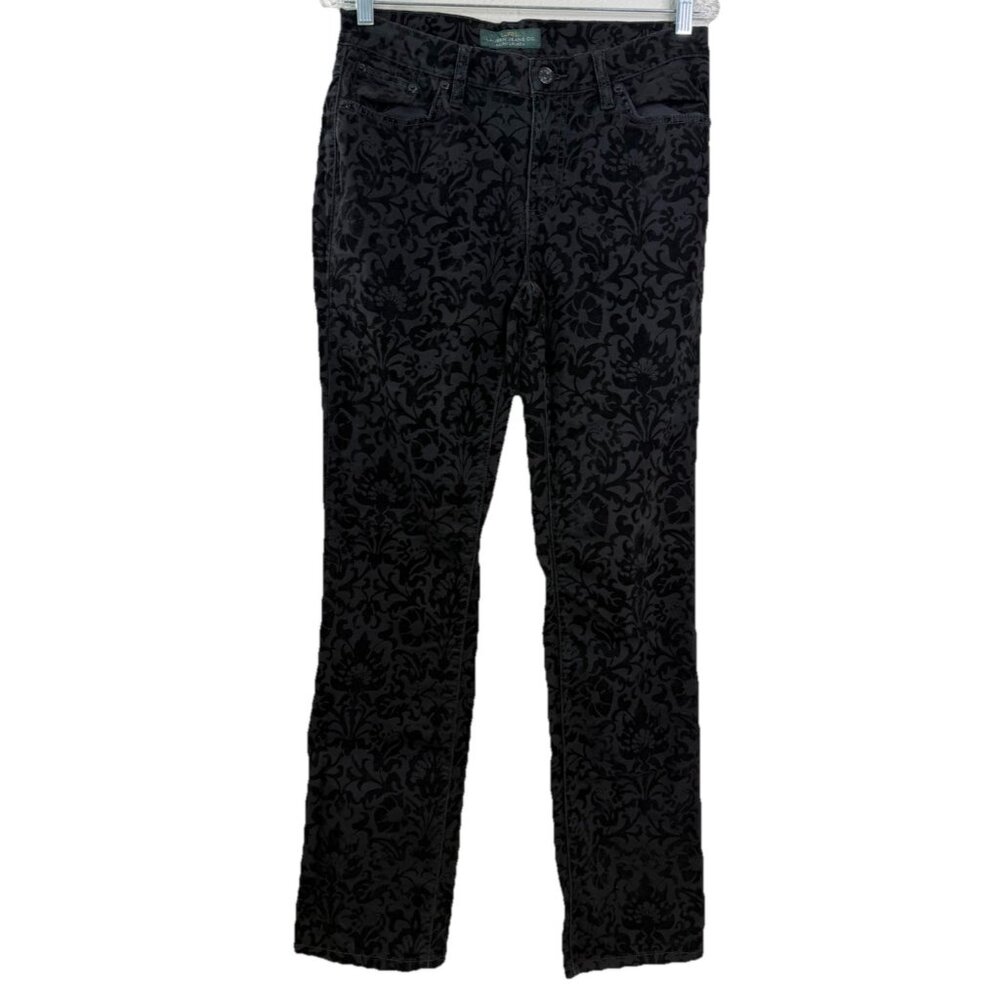 Lauren Ralph Lauren Sz 8 (Actual 30x30) Velvet Floral Pants Straight Stretch EUC - Picture 9 of 11